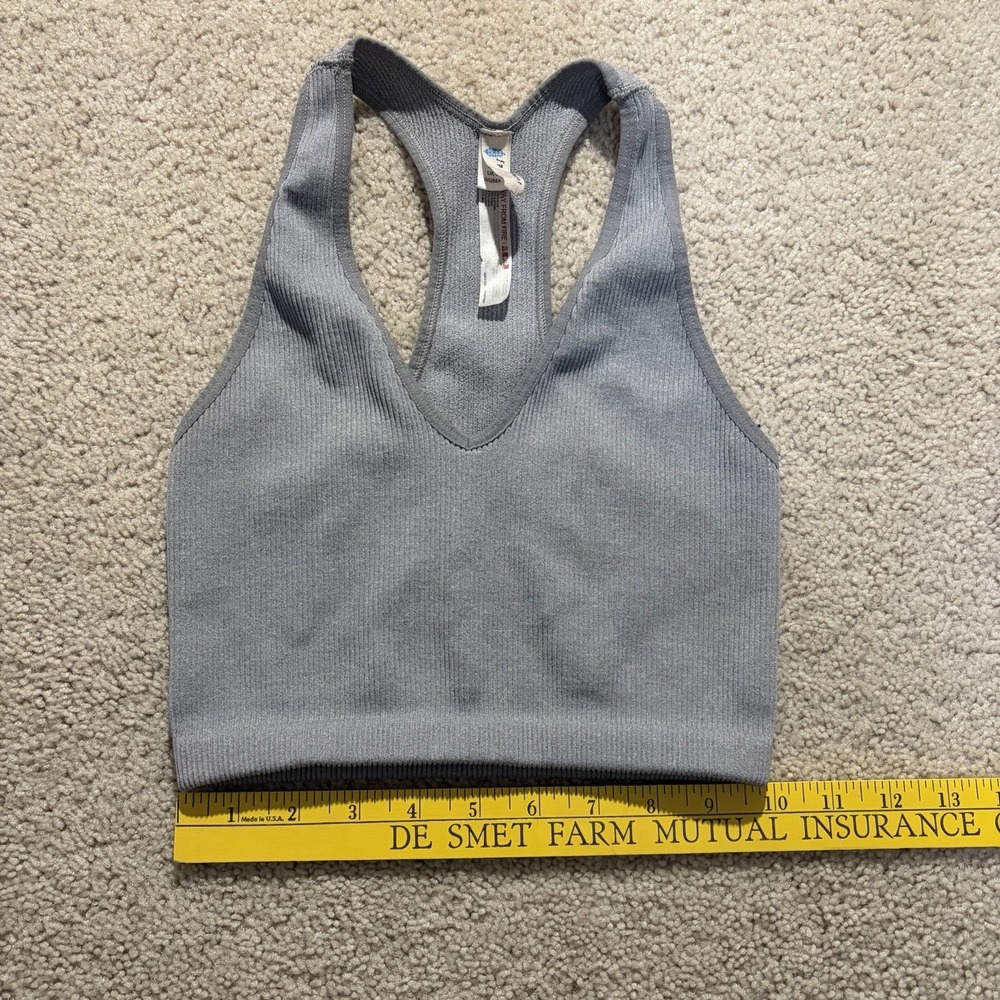 Free People Movement Free Throw Crop Bra Top Gray Blue Small Ribbed - Picture 7 of 7